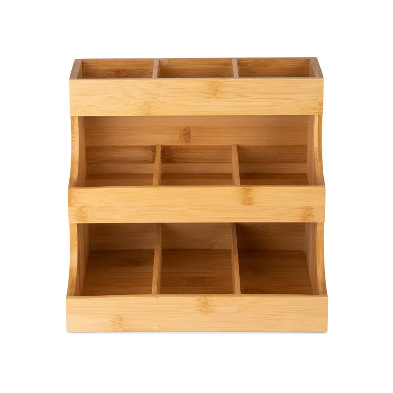 High Quality Practical Bamboo Tea Bag Holder Wood Tea Box Organizer Holds 180 Tea Bags Elegant Sugar Packets And Creamers Holder