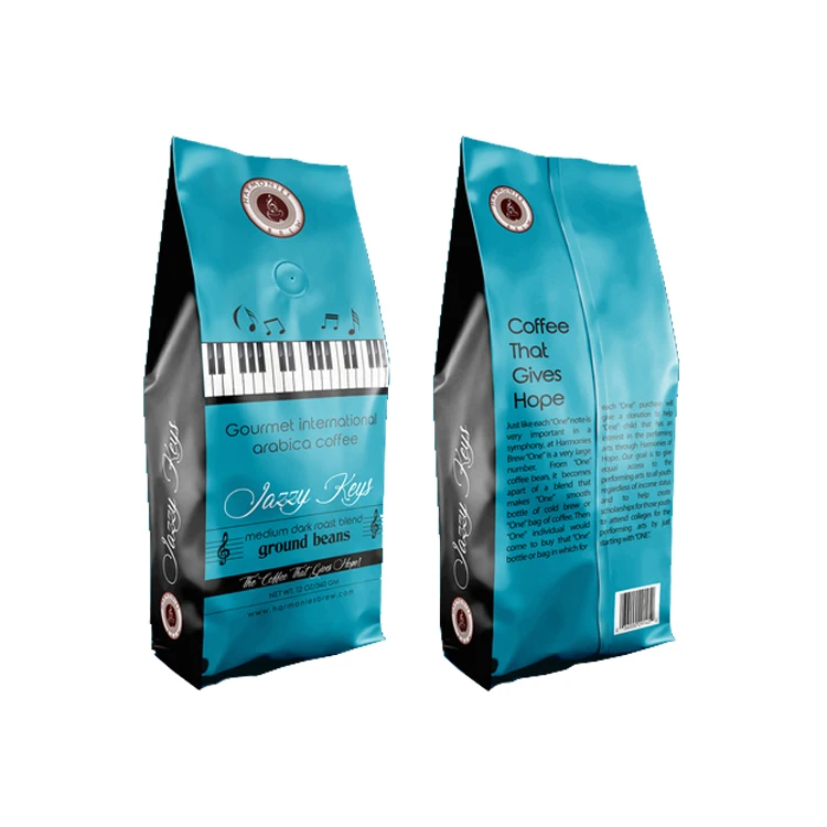 Индивидуальный дизайнерский бесплатный дизайн кофейных зерен сумка на молнии PET/PE/AL пластиковый боковый мешочек для упаковки кофе и
