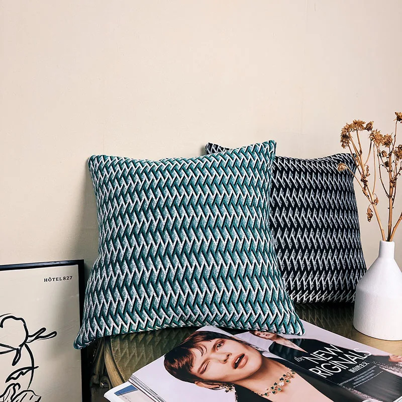 Amazon Nordic 45*45CM Weaving Striped Pillowcase Car Sofa Bed Indoor Home Decorative Solid Cushion Cases Soft Throw Pillow Cover