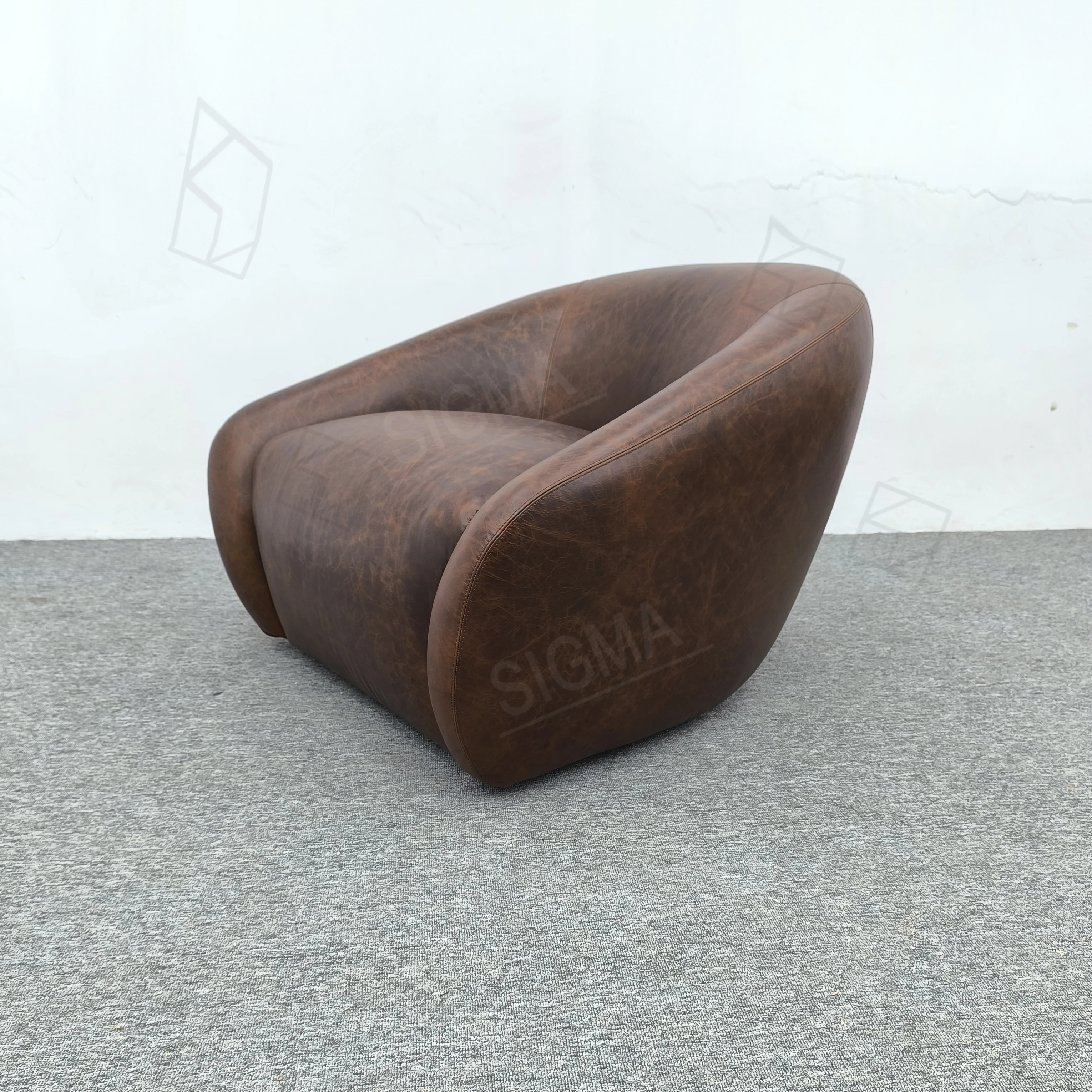Genuine Leather Modern Classic Designer Wooden Leisure Sofa Leisure Sofa Lounge Chair