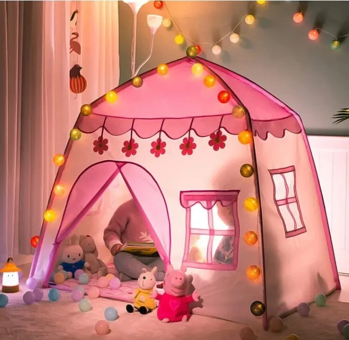 Popular Hot Polyester Fabric Activity Girls Boys Princess Castle Tent Baby Indoor Foldable Teepee Playhouse Toy Tent