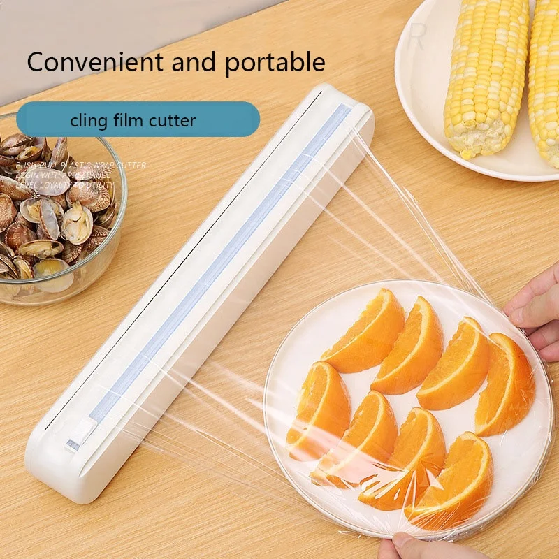 Professional Plastic Wrap Cutter Food Freshness Cling Film Cutter Plastic Wrap Dispenser With Slide Cutter