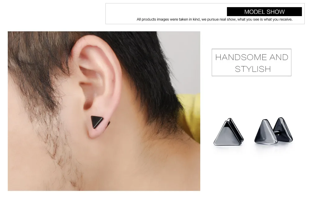 DK Trendy Stainless Steel Geometric Shape Stud Earring Personalized Double-sided Jewelry Unisex Triangle Shape Earrings