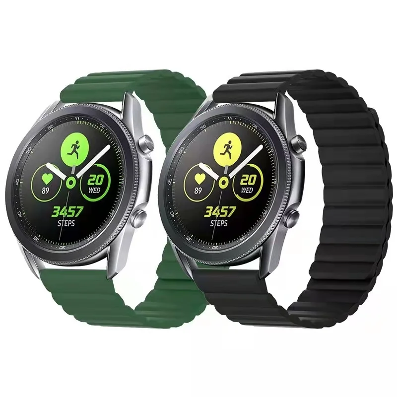 Dual Colored Silicone Magnetic Sport Watch Band  For Samsung Galaxy 20MM 22MM Smartwatch