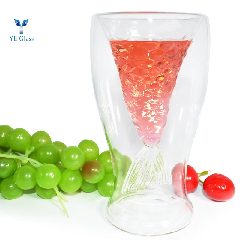 Unique Fishtail Shaped Glass Cup Beer Mug 100ml High Borosilicate Glass Drink Mug