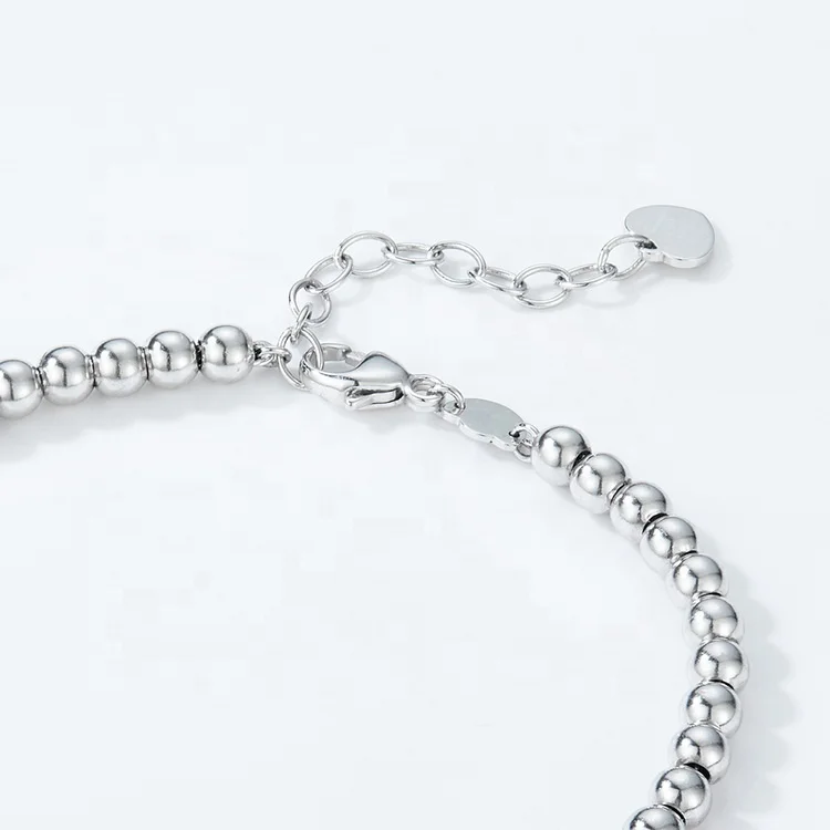 Manufacturer fashion jewelry brass bead bracelet women rhodium plated round bead design bracelets