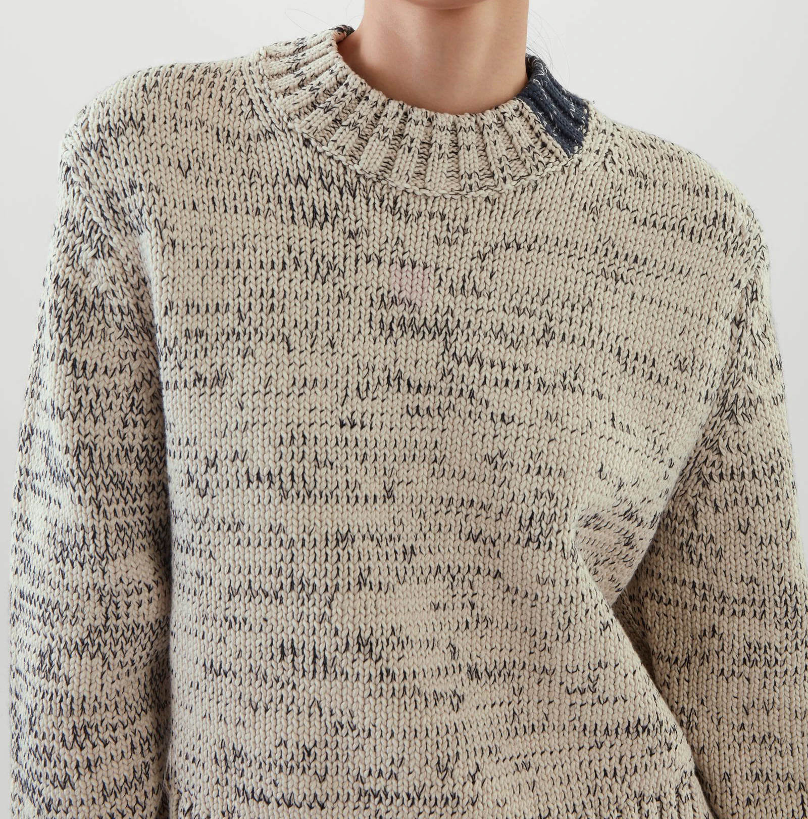 VSCOO fashion custom yarn color blocking round neck long sleeve knitted jumper women pullover sweater