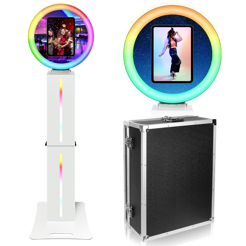 Portable iPad selfie photo booth LED iPad size 9.7 10.2 10.5 11 12.9 inch roaming handheld iPad photo booth machine