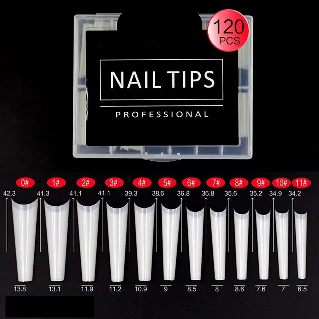 Hot Selling Super Long 2D French Style Artificial Fingernails Nail Art Salon Extended Traceless Manicure/DIY/Finger Plastic