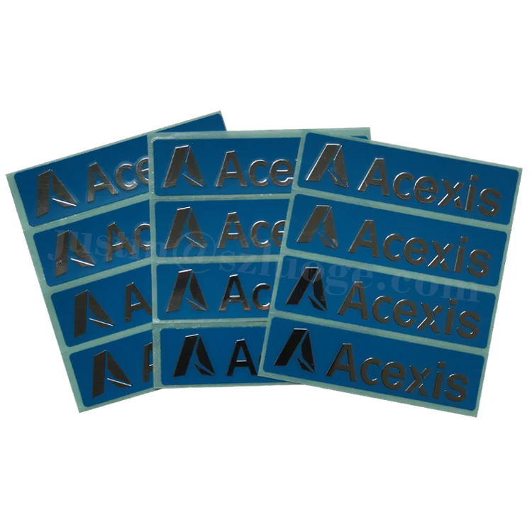 custom red nickel electroforming stickers label sign cheap nickel metal logo tags with 3m transparent adhesive