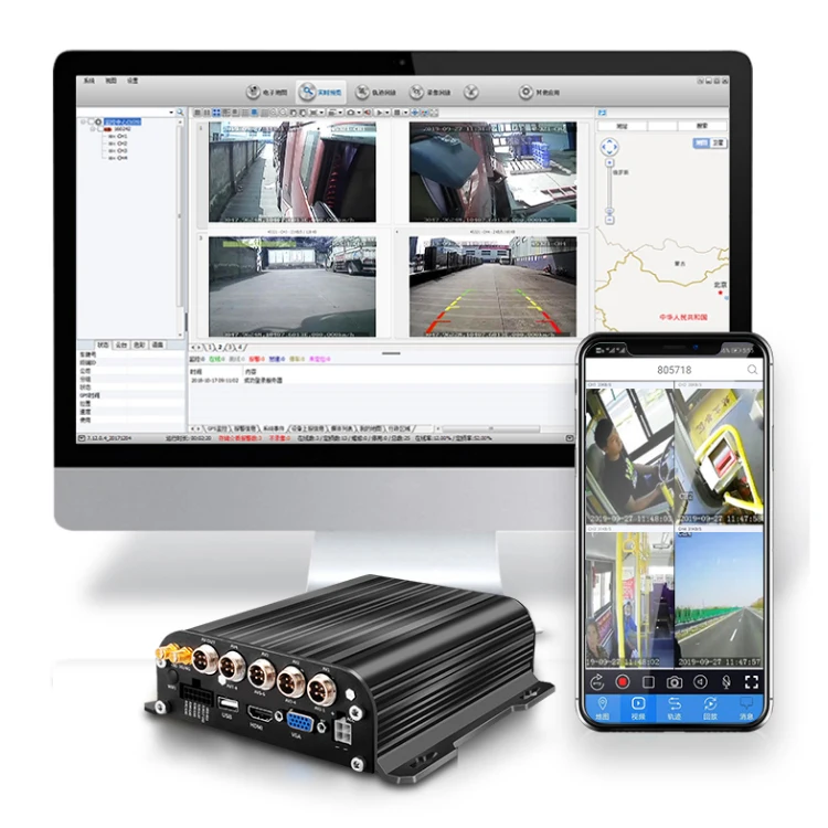 Vehicles Truck Recorder CMSV6 4G GPS 4CH SD Mobile DVR 1080P MDVR Monitoring System