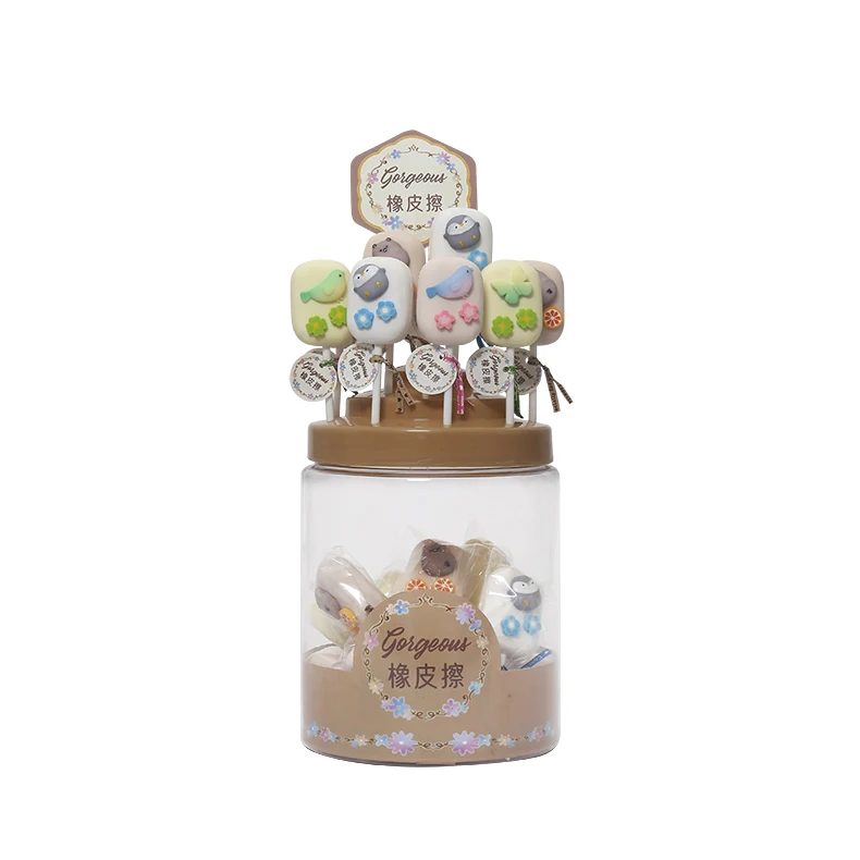 Custom cute stationery cute animal Ice cream shape cute eraser kawaii stationery PVC material 3D Pencil eraser for kid
