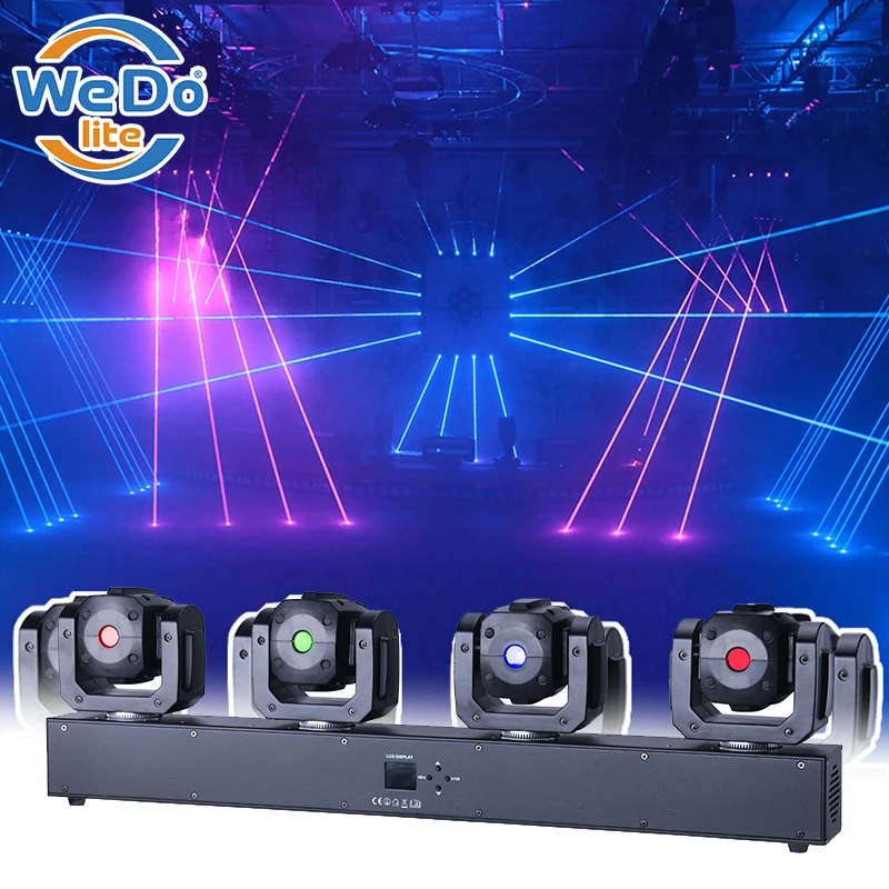 Disco Laser Light LED 4 Heads RGB 3in1 Laser Stage Light 4 Heads Moving Head DJ Laser Light