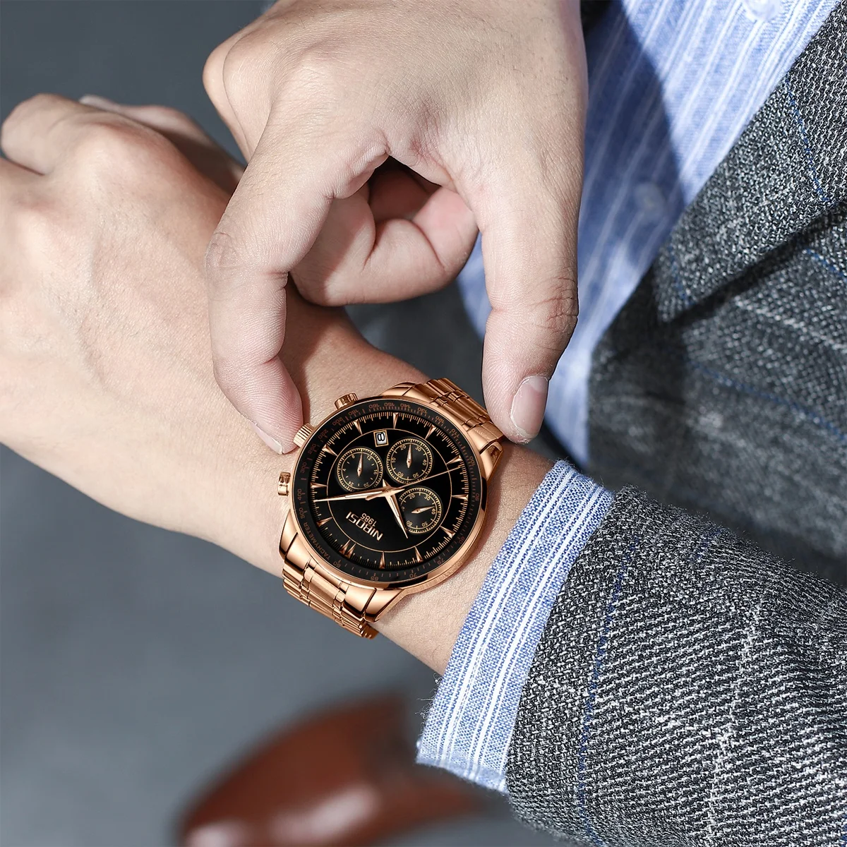  Бесплатная доставка мужские часы NIBOSI 2351 роскошные спортивные наручные ведущей марки из нержавеющей стали в стиле