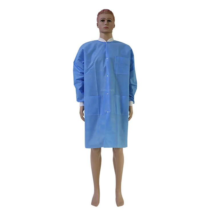 Junlong SMS PP with Pocket and Knitted Cuff Disposable Lab Coats  Disposable Lab Jacket