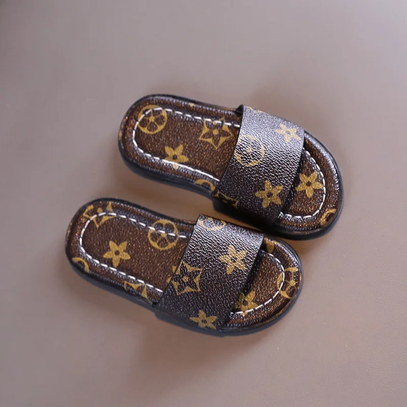 Hao Baby 2022 Korean Summer Kid Alphabet Non-Slip Open-Toed Outerwear Soft Children Sole Flip Flops Slippers