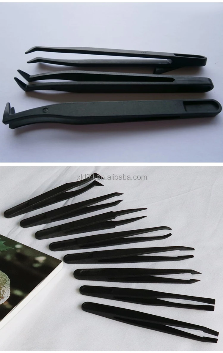 ESD Plastic Industrial Tweezers Anti Static Plastic Conductive Tweezers
