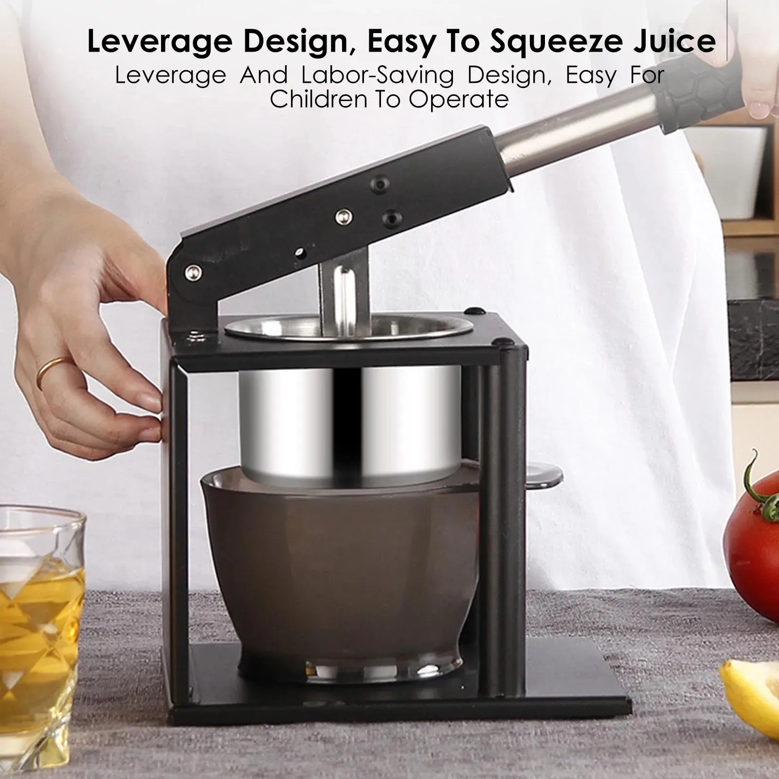 Manual juicer with rod Stainless steel manual lemon Orange Citrus juicer Hand press heavy duty juice essence juicer