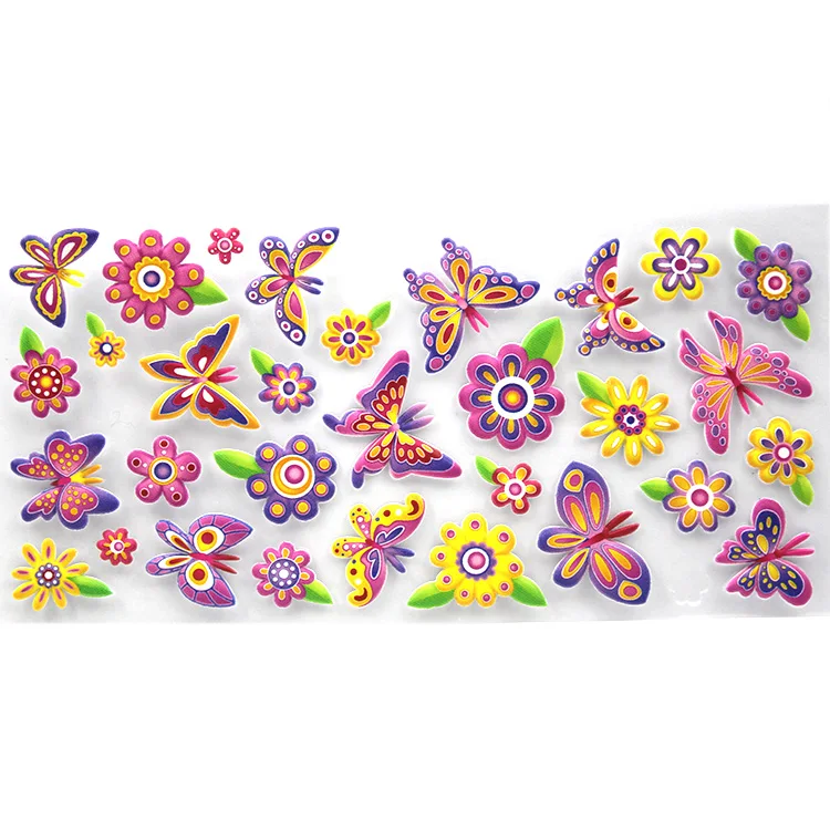 Custom Self Adhesive 3D EVA Foam Cartoon Stickers Animal Flower Tree Puffy Sticker for Kids