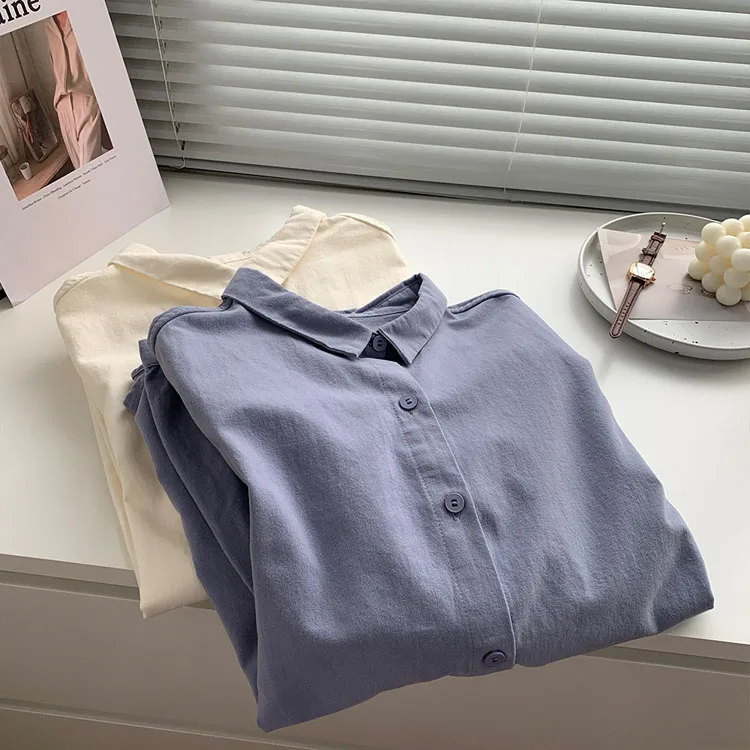 Sustainable Linen Shirts Wholesale Long Sleeve Casual Hemp Cotton Women Shirt