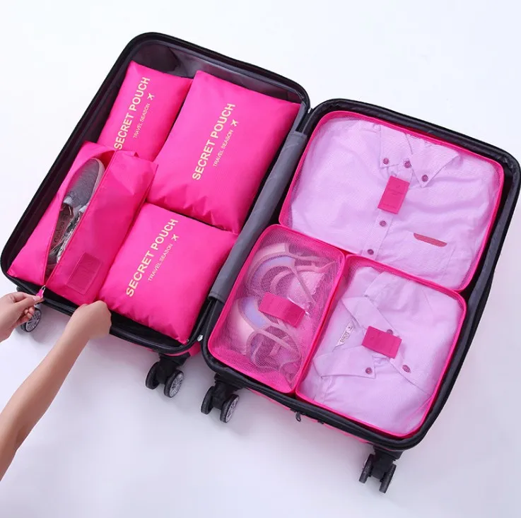 7pcs Travel Luggage Organizer Storage Bag Set  Clothes Underwear Socks Packing Cubes Travelling Bag