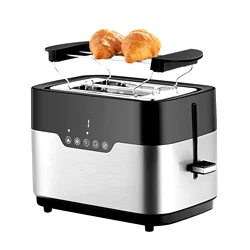 New Touch Screen Grill Bread Toaster with Warming Rack 6 Shade Setting Bun Toaster 2 slice