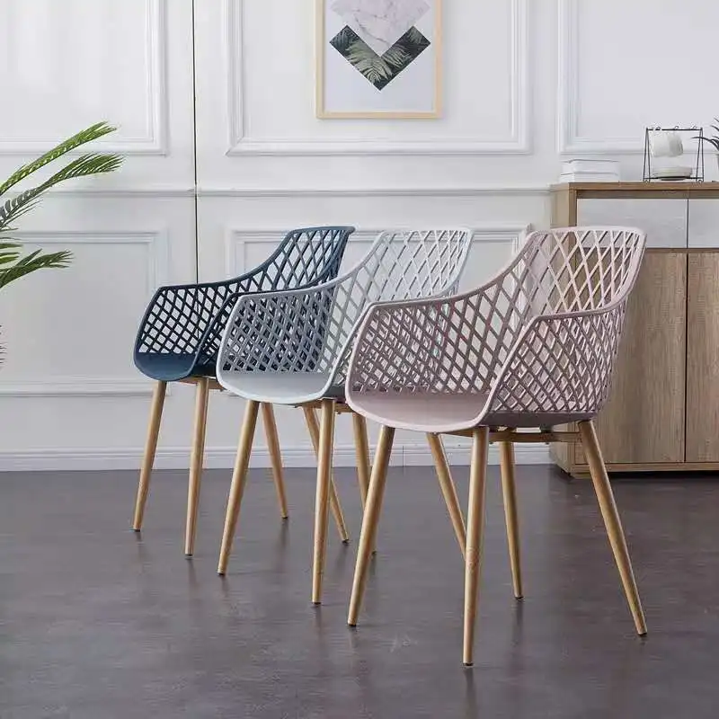 China  high quality wooden stackable plastic chair with armrest dining chair plastic cafe chair