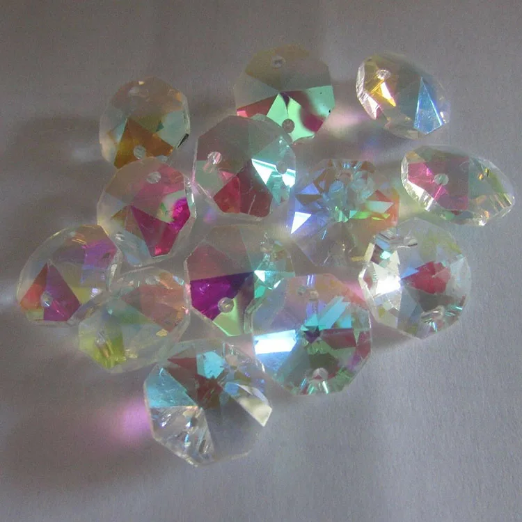 MH-DS060 Crystal AB Iridescent Chandelier Beads glass 14mm Octagon beads