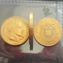 Reproduction France 1870 20 Francs - Napoleon III Gold Plated Coins Lettered Edge
