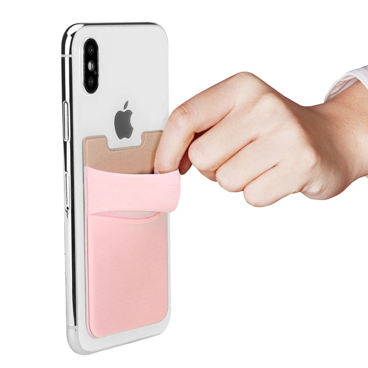 
Hot Sale Lycra Custom Sticker Adhesive Backed ID Card Sleeve Mobile Credit Phone Pocket Card Holder 