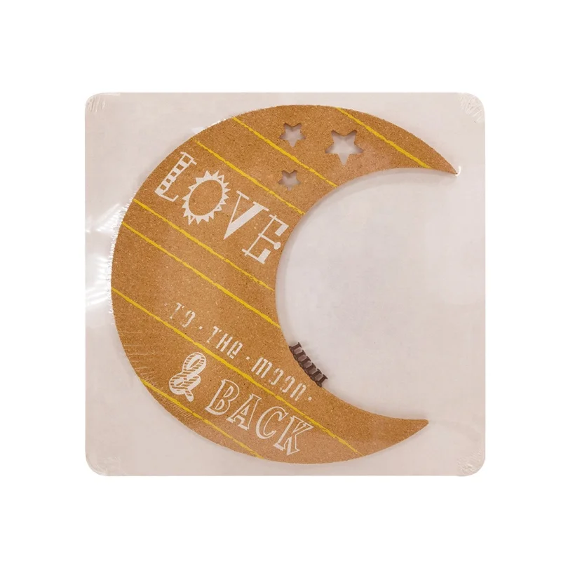 Необычная декоративная пробковая доска в форме Луны без рамы для стен, пробковый лист, Экологичная доска для объявлений, деревянная рамка