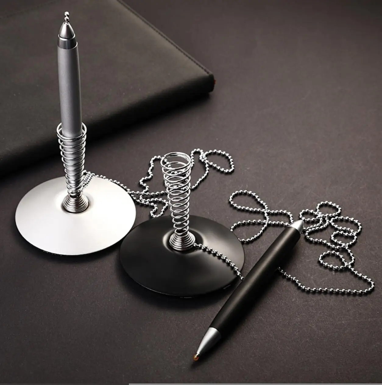 High quality stylist desk ballpen base ballpointpen with chain metal office desk table ballpoint pen  with custom logo