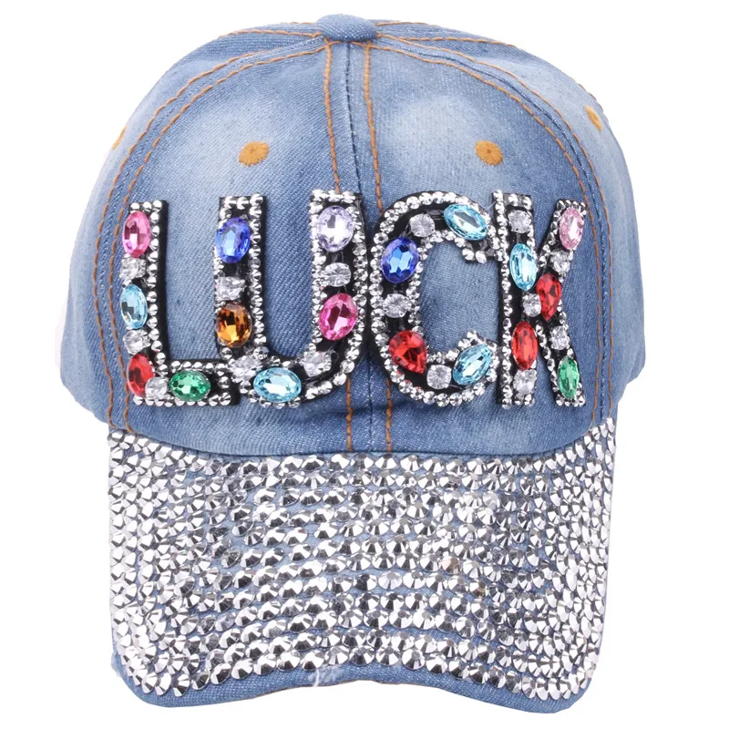 Wholesale Custom Logo Hat High Quality Bling Flash Pearl Casual Baseball Hat Hip Hop Cowboy Sport Baseball Cap for Women Men