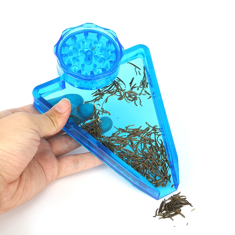 Wholesale custom tobacco triangle plastic herb grinder mini portable tobacco spice manual crusher for smoke