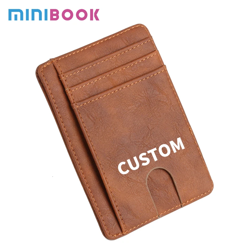 OEM custom fashion RFID front pocket wallet minimalist secure thin credit card holder