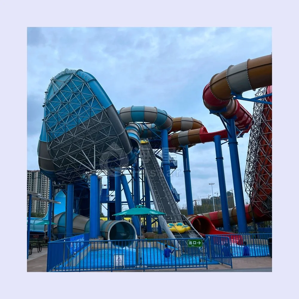 Top sale fun swimming pool water slide water park aquatique water entertainment equipment for children