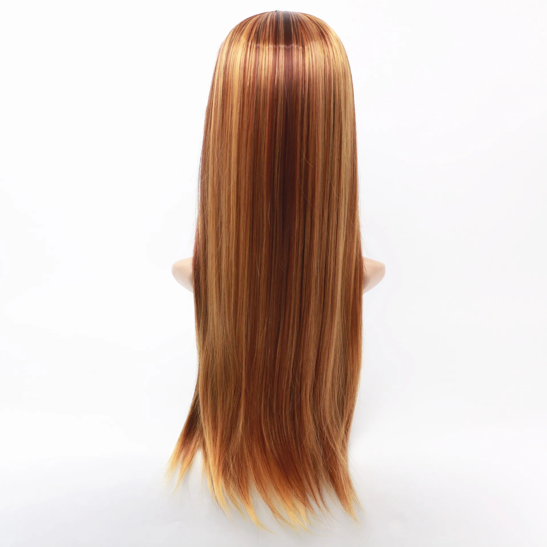 Hot sale appropriate price wig dyeing medium length straight hair three-color straight curly hair wig