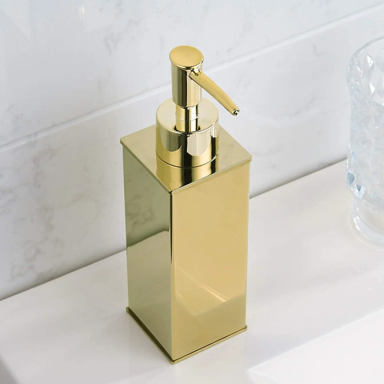 Custom LOGO Bathroom set golden chrome 1000ml manual shower foam touchless black soap dispensers with metal pump
