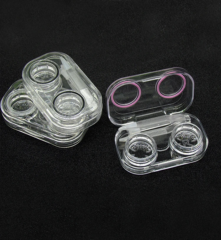 Оптовая продажа, портативный полностью прозрачный контейнер для контактных линз с логотипом на заказ