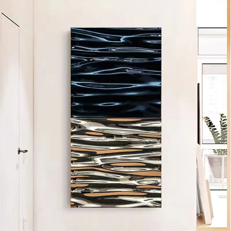 Home Decor Large Wall Art Wave Stainless Steel Painting Luxury 3D Metal Art