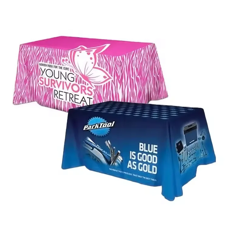 Custom Logo Spandex Table Cover 4ft 6ft 8ft Stretch Table Cloth Hotel Banquet Exhibition Decor Tablecloth