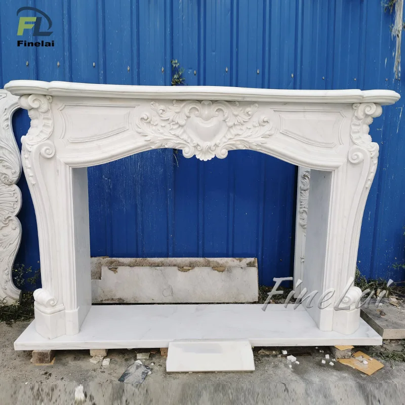 Finelai classical design Georgian gothic cultured marble fireplace mantel