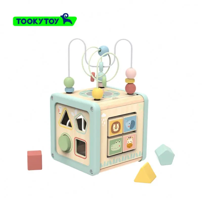 Activity cube Beaded Toys for kids Educational Circles Bead Wire Maze gear building block Shapes Matching Graphic Cognitive Toys