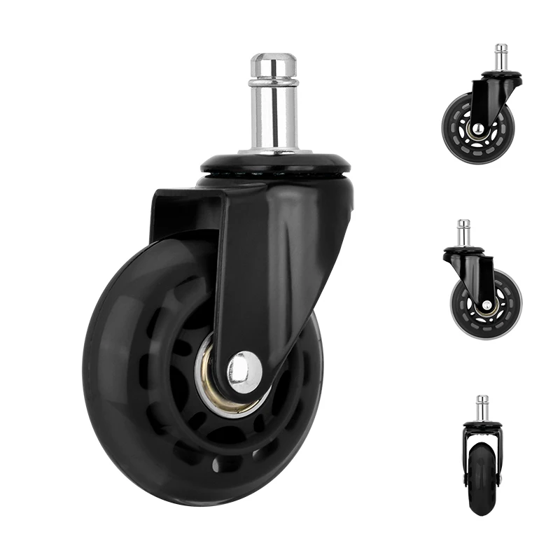 Universal 2.5 Inch Industrial Medical Heavy Duty Wheel Office Chair Caster Wheel PU Swivel Furniture Chair Caster with Brake