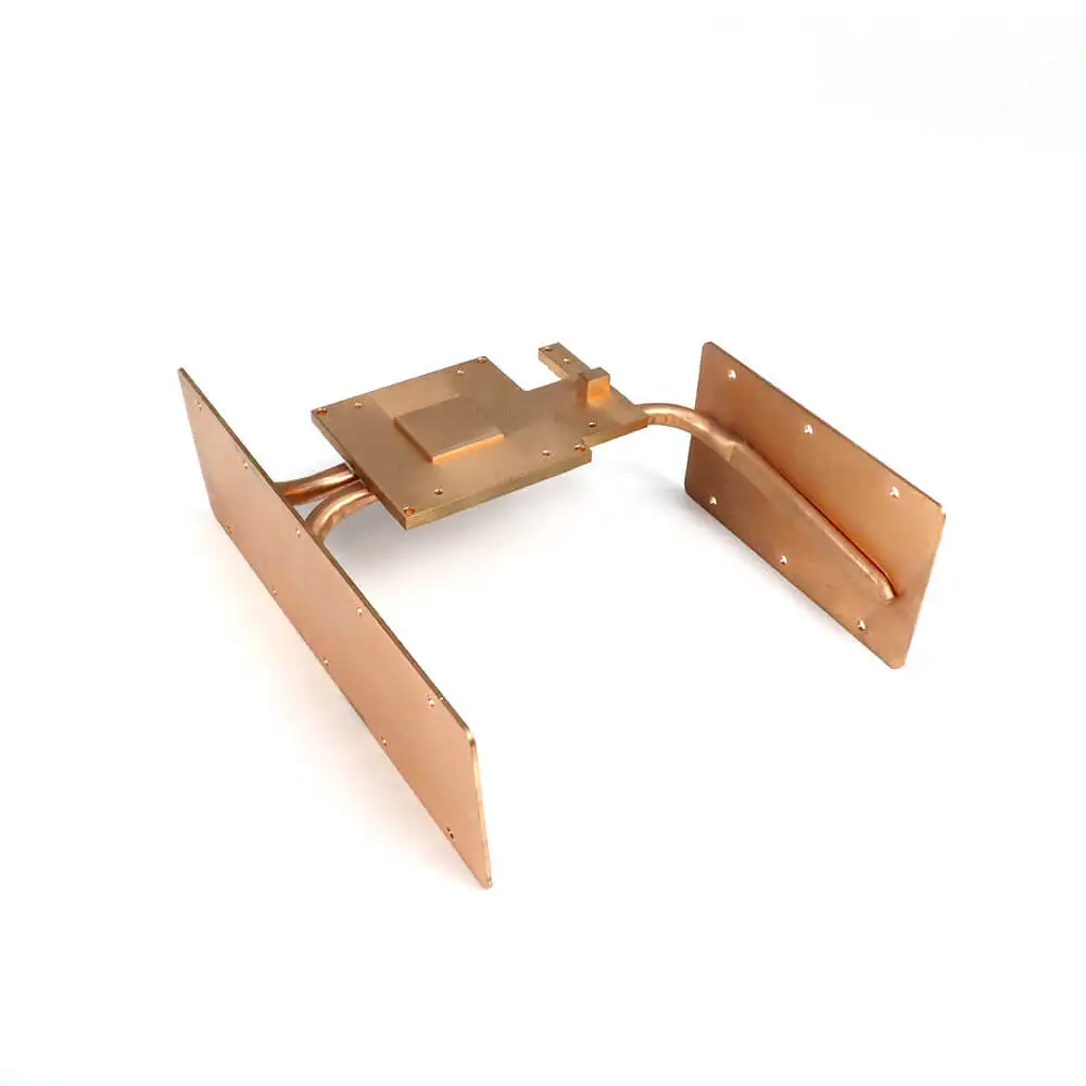 High Power Wholesale Copper Zipper Fin Heat Sink Copper Fold Fin Heat Pipe Radiator Supply Extrusion Heatsink