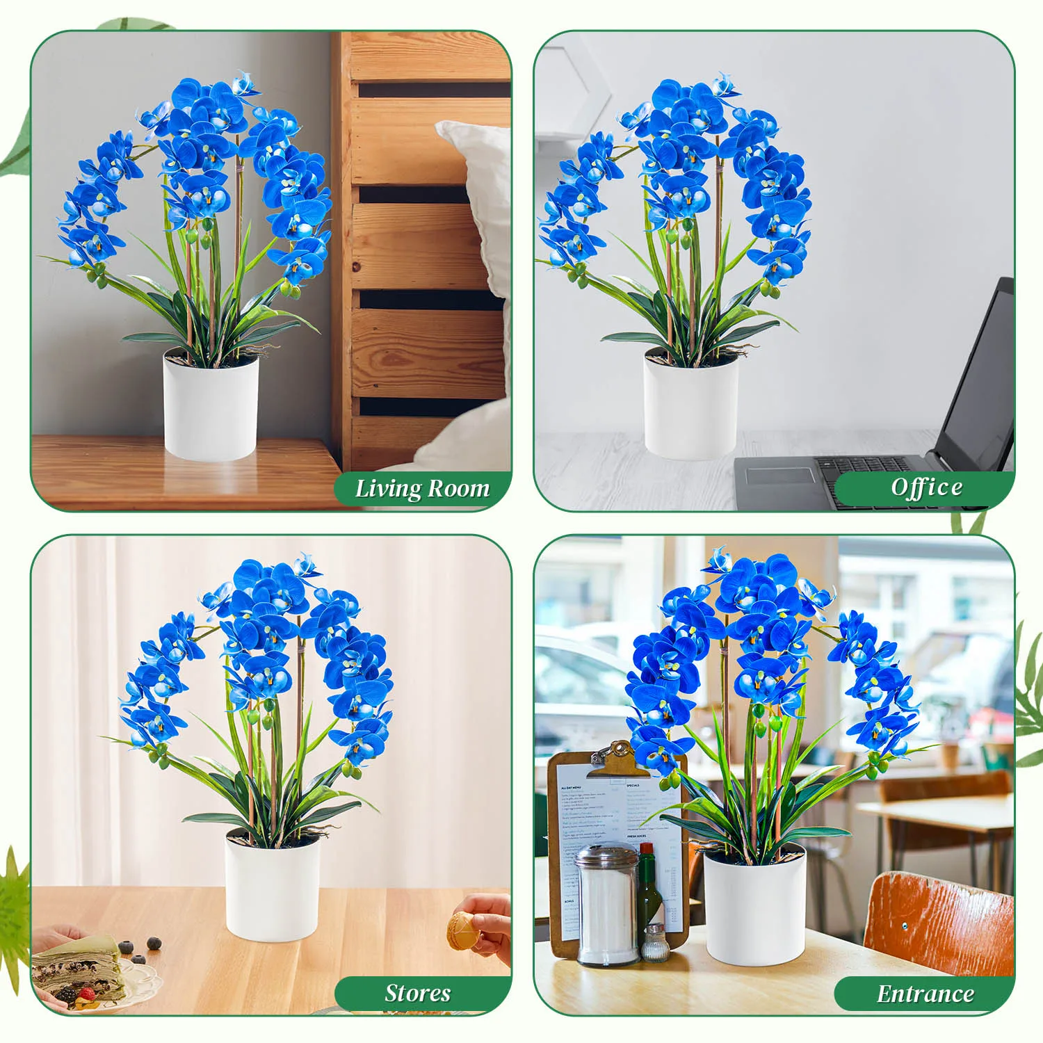 Wholesale Orchids Natural-like Artificial Flowers Plants White Real Touch  Room Decoration Decor With Pot