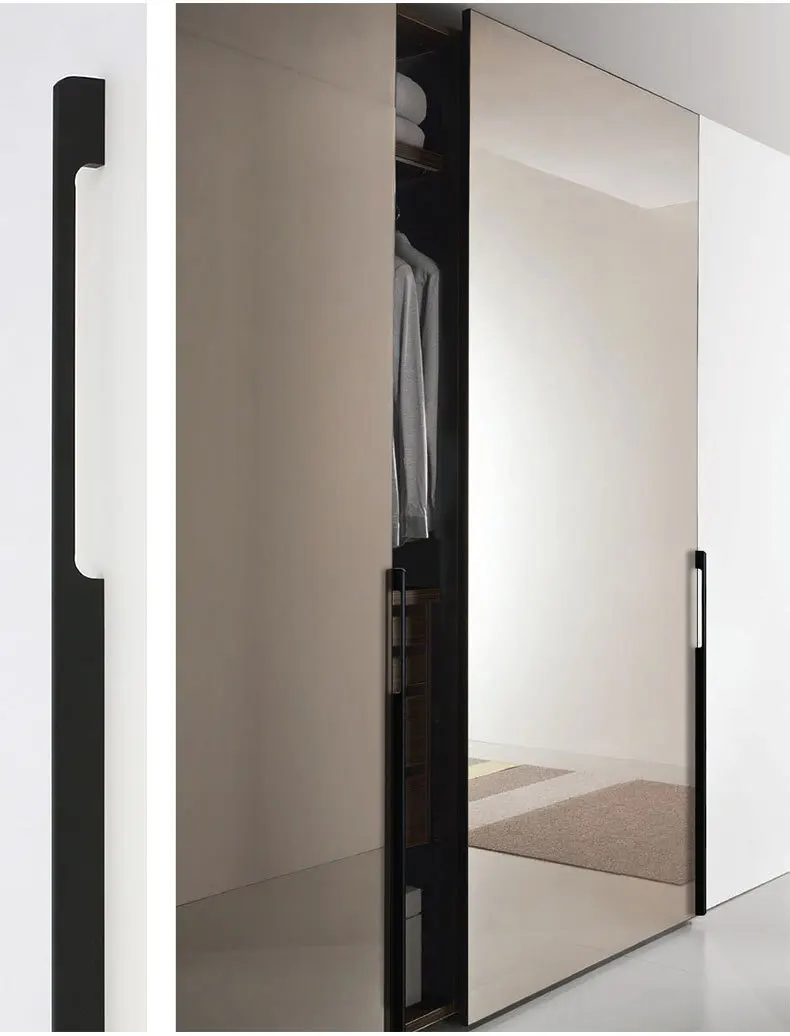 Furniture Handles Black Golden Cupboard Wardrobe Pulls Solid Aluminum Kitchen Cabinets Pulls Handles for Cabinets and Drawers