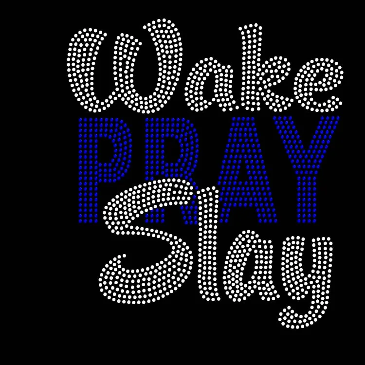 Pray Slay T shirt rhinestone iron on crystal transfer