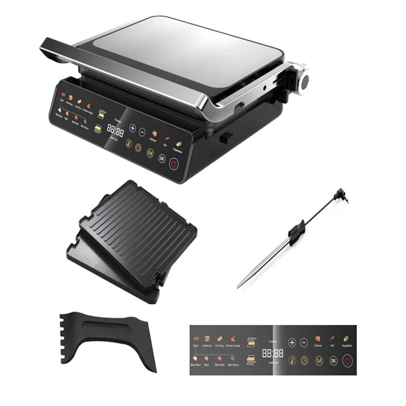 High Quality Electric Contact Grill Machine Smokeless Indoor Barbecue Grill for Kitchen for Family Parties Factory Price