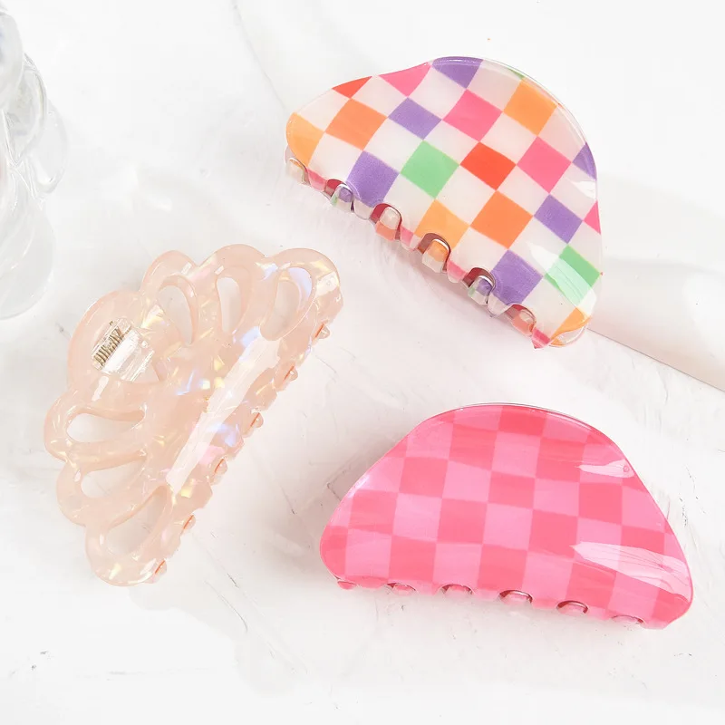 B.PHNE Custom Checked Designers Acrylic christmas decoration Acetate Hair Claw Clip Elegant Girls Woman Claw Hair Clips
